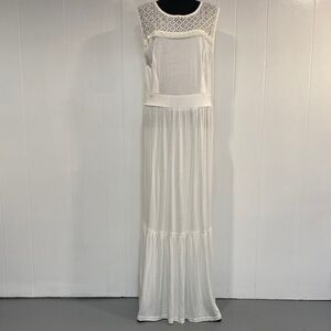 Anthology White Lace Maxi Dress | Sleeveless Tiered Boho Bridal | Size 14